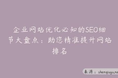 企业网站优化必知的SEO细节大盘点：助您精准提升网站排名