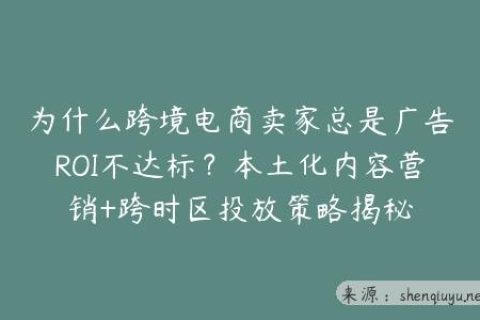 为什么跨境电商卖家总是广告ROI不达标？本土化内容营销+跨时区投放策略揭秘