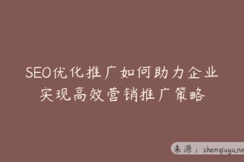 SEO优化推广如何助力企业实现高效营销推广策略