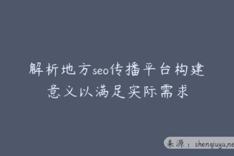 解析地方seo传播平台构建意义以满足实际需求