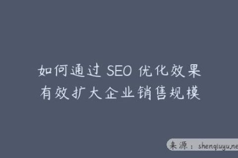 如何通过 SEO 优化效果有效扩大企业销售规模