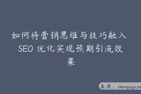 如何将营销思维与技巧融入 SEO 优化实现预期引流效果