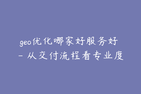 geo优化哪家好服务好 - 从交付流程看专业度