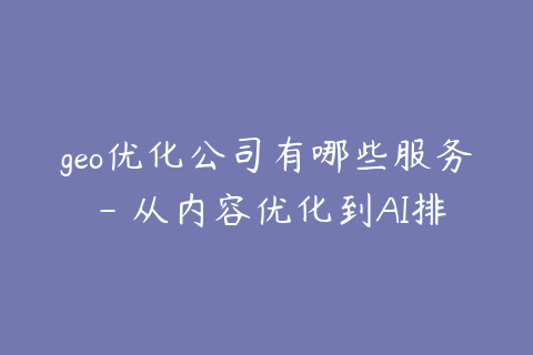 geo优化公司有哪些服务 - 从内容优化到AI排名监测