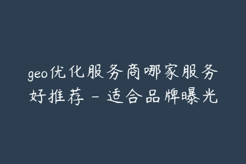 geo优化服务商哪家服务好推荐 - 适合品牌曝光的选择方法