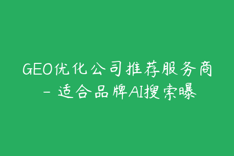 GEO优化公司推荐服务商 - 适合品牌AI搜索曝光的选择