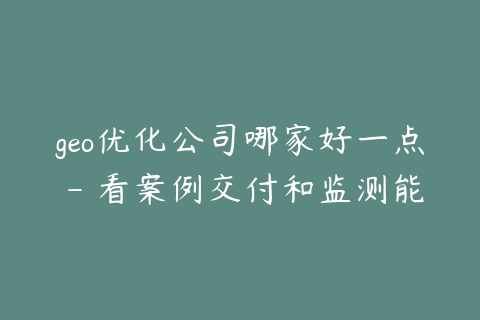 geo优化公司哪家好一点 - 看案例交付和监测能力