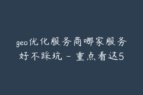 geo优化服务商哪家服务好不踩坑 - 重点看这5个细节